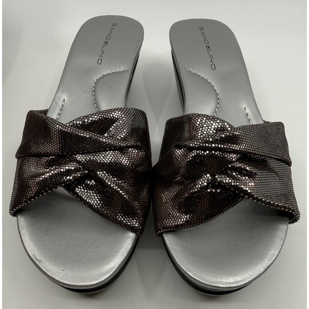 Bandolino Women's Bdyeva Pink Shimmer Sandal Heels Size 8.5 M With Box
